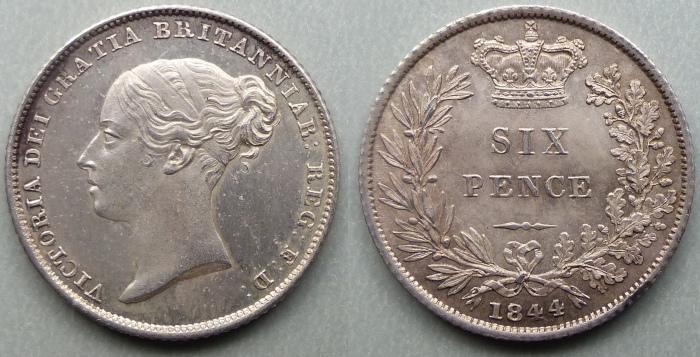 1844 sixpence